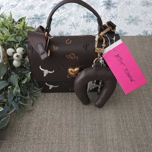 Betsey Johnson Dark Brown Western Mini Bag - Picture 1 of 9